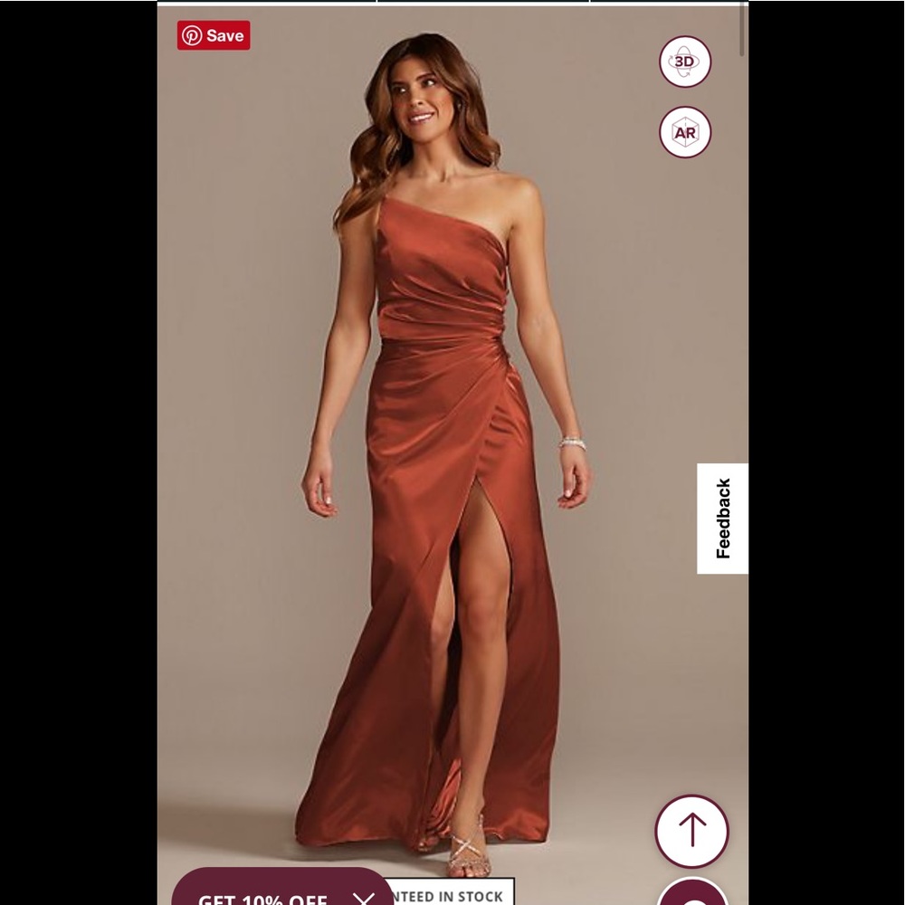 Davids bridal cinnamon Charmeuse Draped One-Shoulder Bridesmaid Dress Size 4